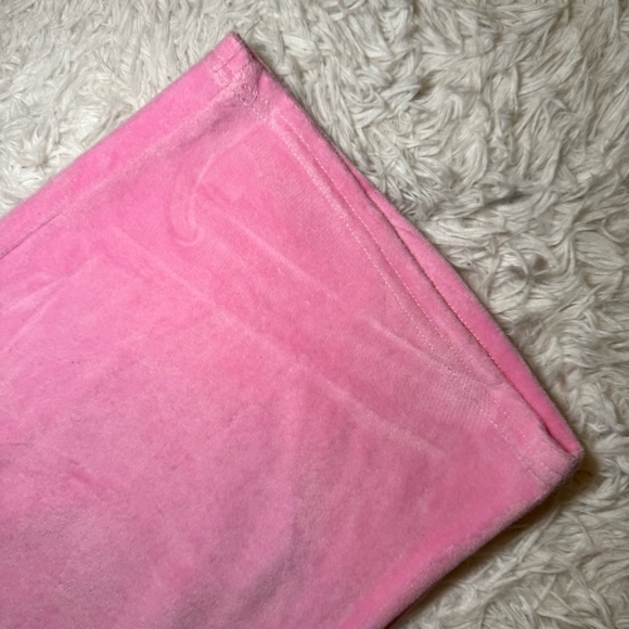 Dolls Kill Pink Velour Sweatpants with Silver Rhinestone Smiley Face - Picture 6 of 12